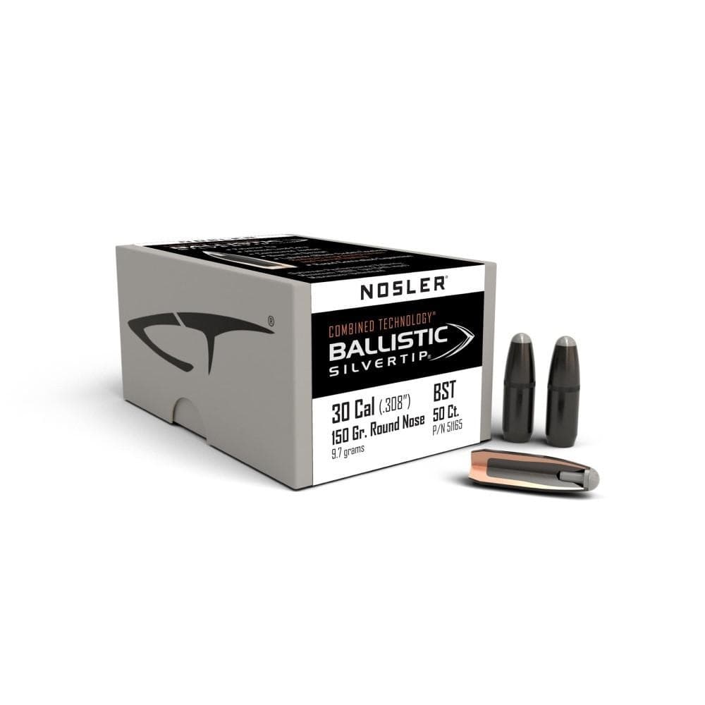 Nosler Ballistic SilverTip Hunting Rifle Bullets .30 cal .308" 150 gr RN-SBT-BSTIP 50/ct
