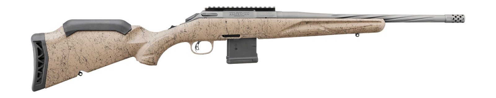 Ruger 46958 American II Ranch 5.56 NATO 10+1 16.10" Cobalt Cerakote Spiral Fluted Threaded Barrel & Alloy Steel Receiver w/Picatinny Rail, Flat Dark Earth Splatter Adj Comb & LOP Synthetic Stock, Left