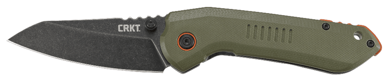 CRKT 6280 Overland  3" Folding Sheepsfoot Plain Stonewashed 8Cr13MoV SS Blade/ Green G10/SS Handle Includes Pocket Clip