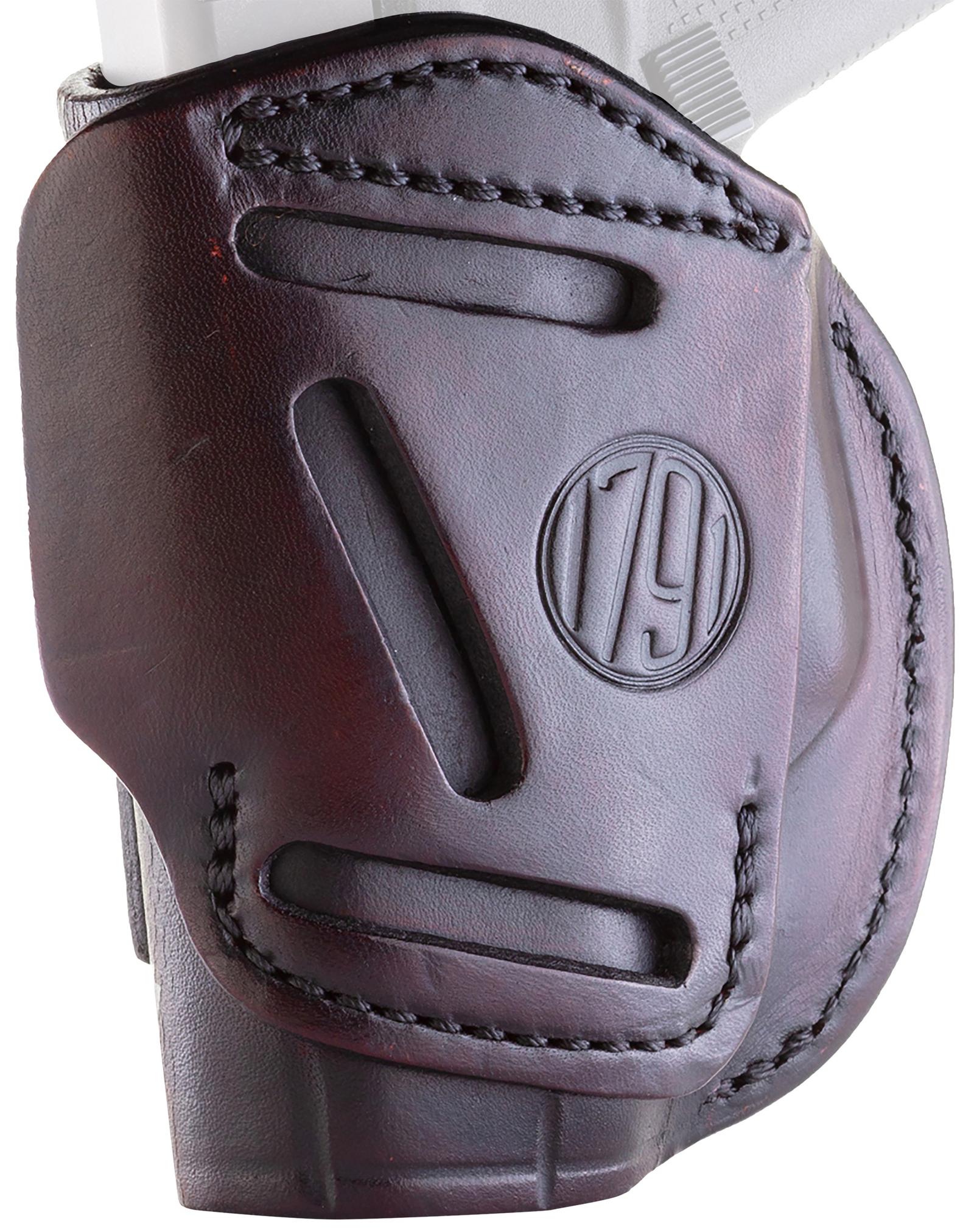 1791 Gunleather 4WH2SBRR 4-Way  IWB/OWB Size 02 Signature Brown Leather Belt Clip Compatible w/Ruger LCP/S&W Bodyguard/Glock 42/43/43X  Right Hand