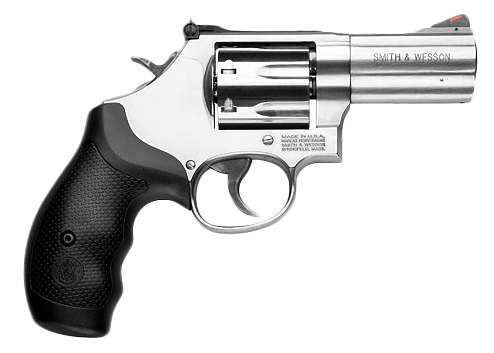 Smith & Wesson 164300 M686 Plus  L-Frame 38 S&W Spl +P/357 Mag 7rd, 3" Satin Stainless Steel Barrel, Cylinder & Frame, Black Finger Groove Grip