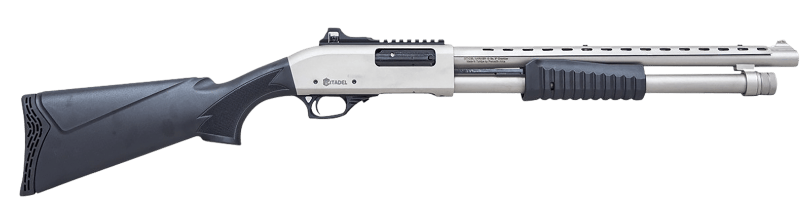Citadel FRMN2020SYN Mariner  Full Size 20 Gauge Pump 3" 4+1 18.50" Nickel Finished Heat Shield Barrel, Nickel Finished Aluminum Receiver w/Picatinny Rail, Black Fixed Synthetic Stock