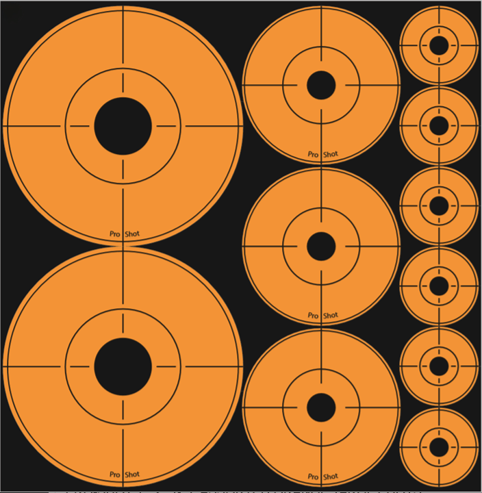 Pro-Shot ASSORTEDDOT Peel & Stick Target Dots Black/Orange 10 Pack