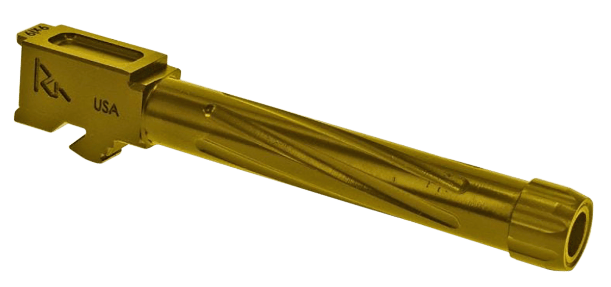 Rival Arms RA20G104E Precision Match Grade 9mm Luger Compatible w/Glock 17 Gen5, 4.49" Fluted Threaded Gold PVD Stainless Steel