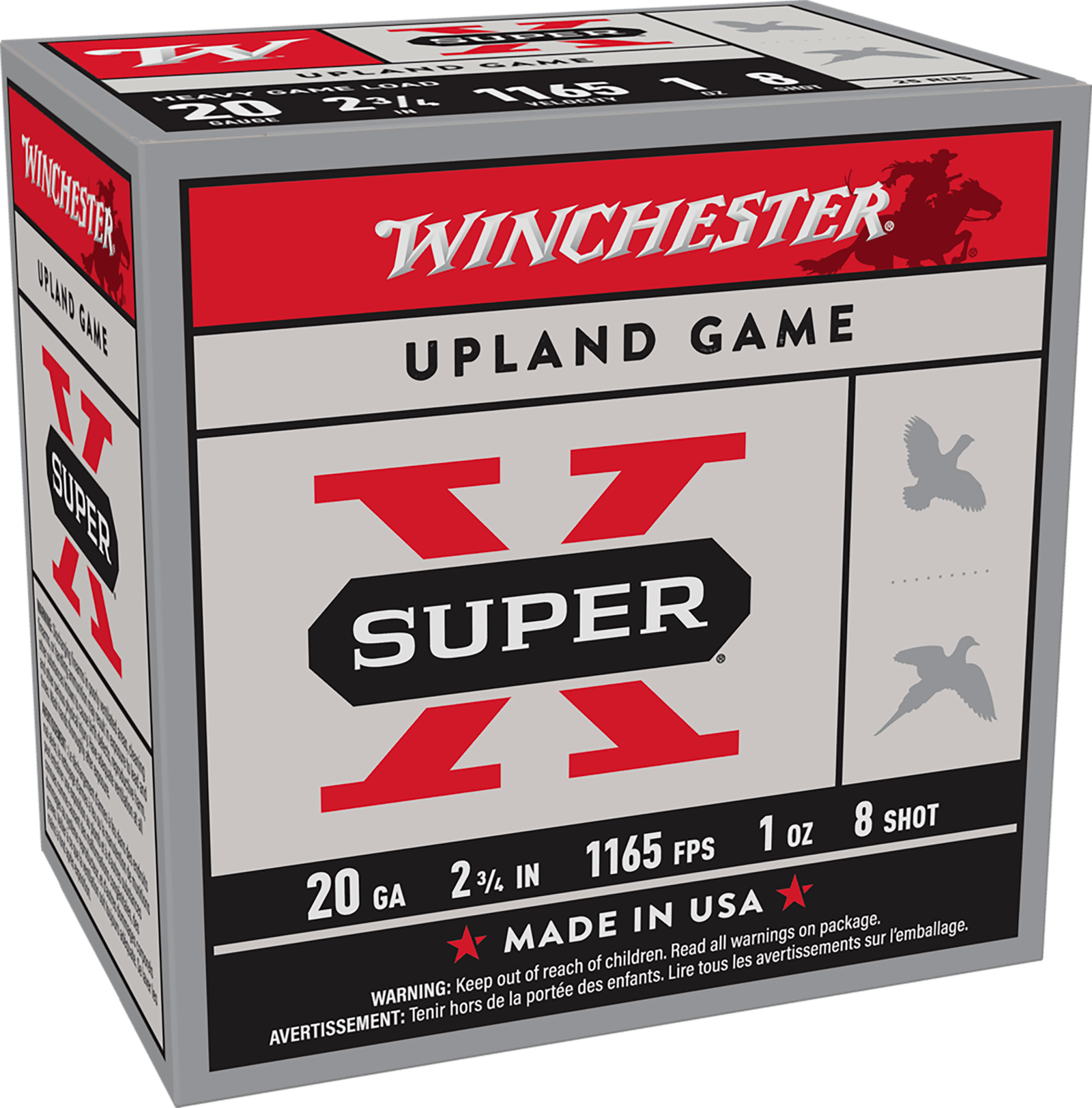 Winchester Ammo XU20H8 Super X Heavy Game Load 20Gauge 2.75" 1oz 8Shot 25 Per Box/10 Case