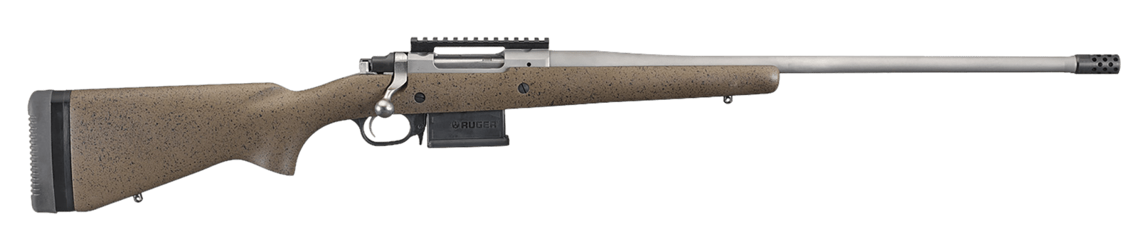 Ruger 47198 Hawkeye Long-Range Hunter Full Size 6.5 Creedmoor 5+1 22" Matte Stainless Steel Threaded Barrel, Picatinny Rail Stainless Steel Receiver, Black Speckled Brown Adj LOP Laminate Stock