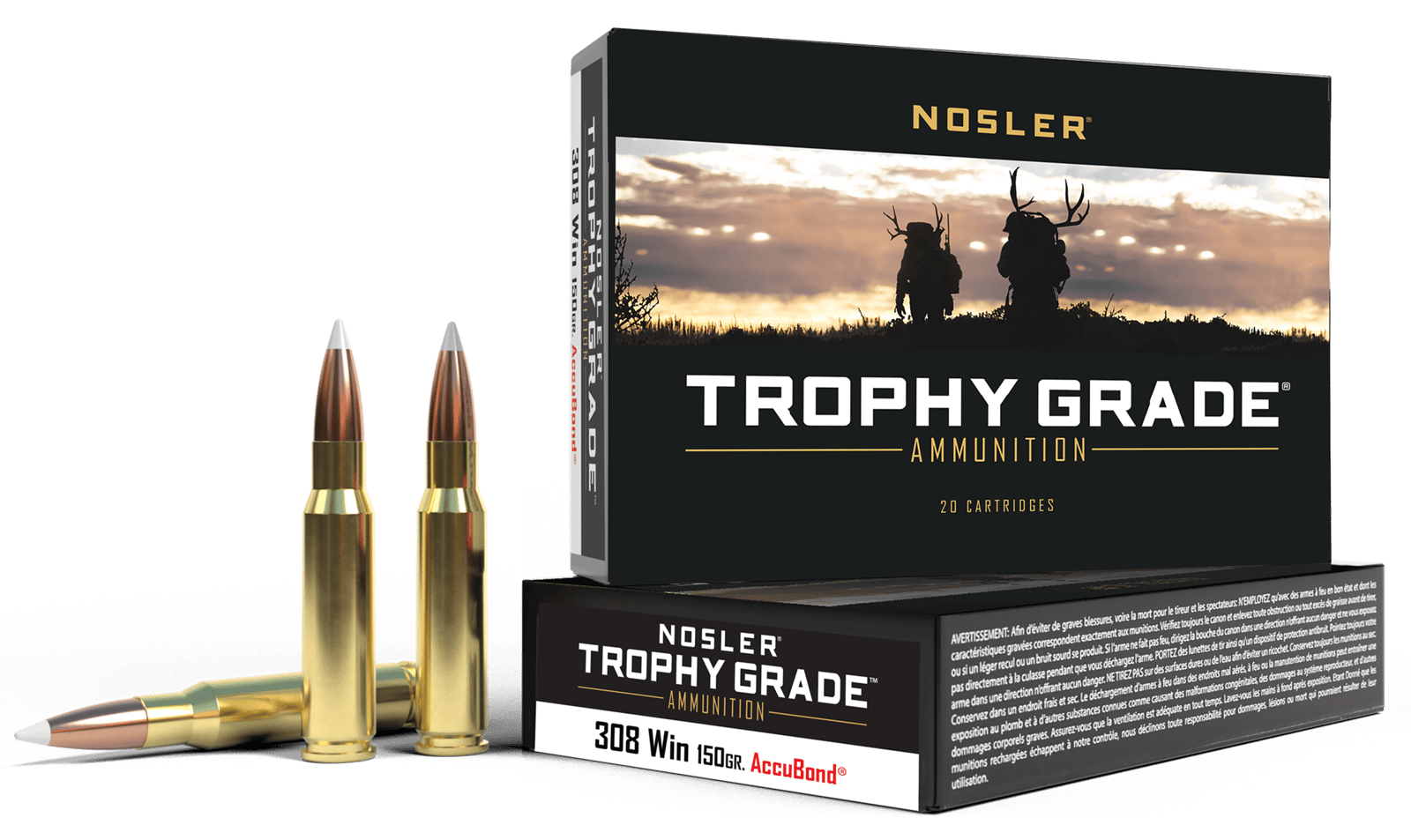 Nosler 60056 Trophy Grade  308Win 150gr Nosler AccuBond 20 Per Box/10 Case