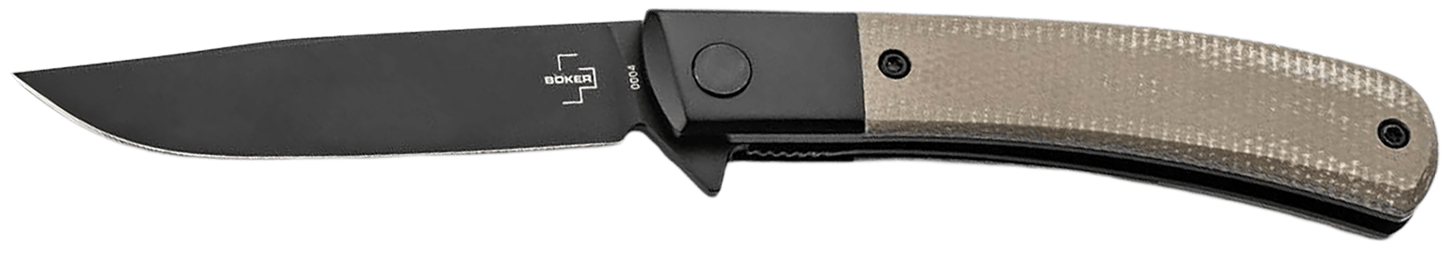 Boker 01BO931  Modern Gentleman 2.95" Plain Black Nitro-V Blade Green Micarta Handle