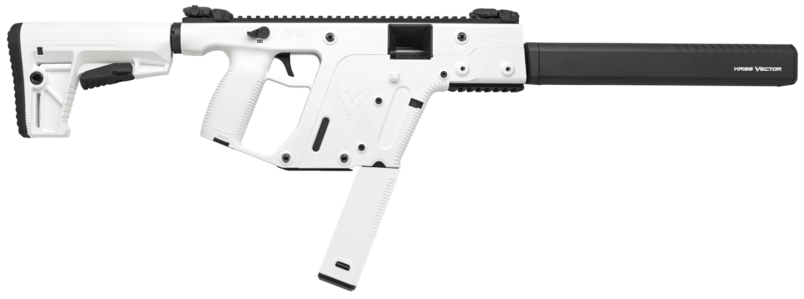 Kriss USA KV45CAP20 Vector CRB Gen2 45 ACP 30+1 16" Black Nitride Threaded Barrel, Alpine Cerakote Picatinny Rail Aluminum Receiver, Alpine White Synthetic 6 Position Stock Alpine Polymer Grip