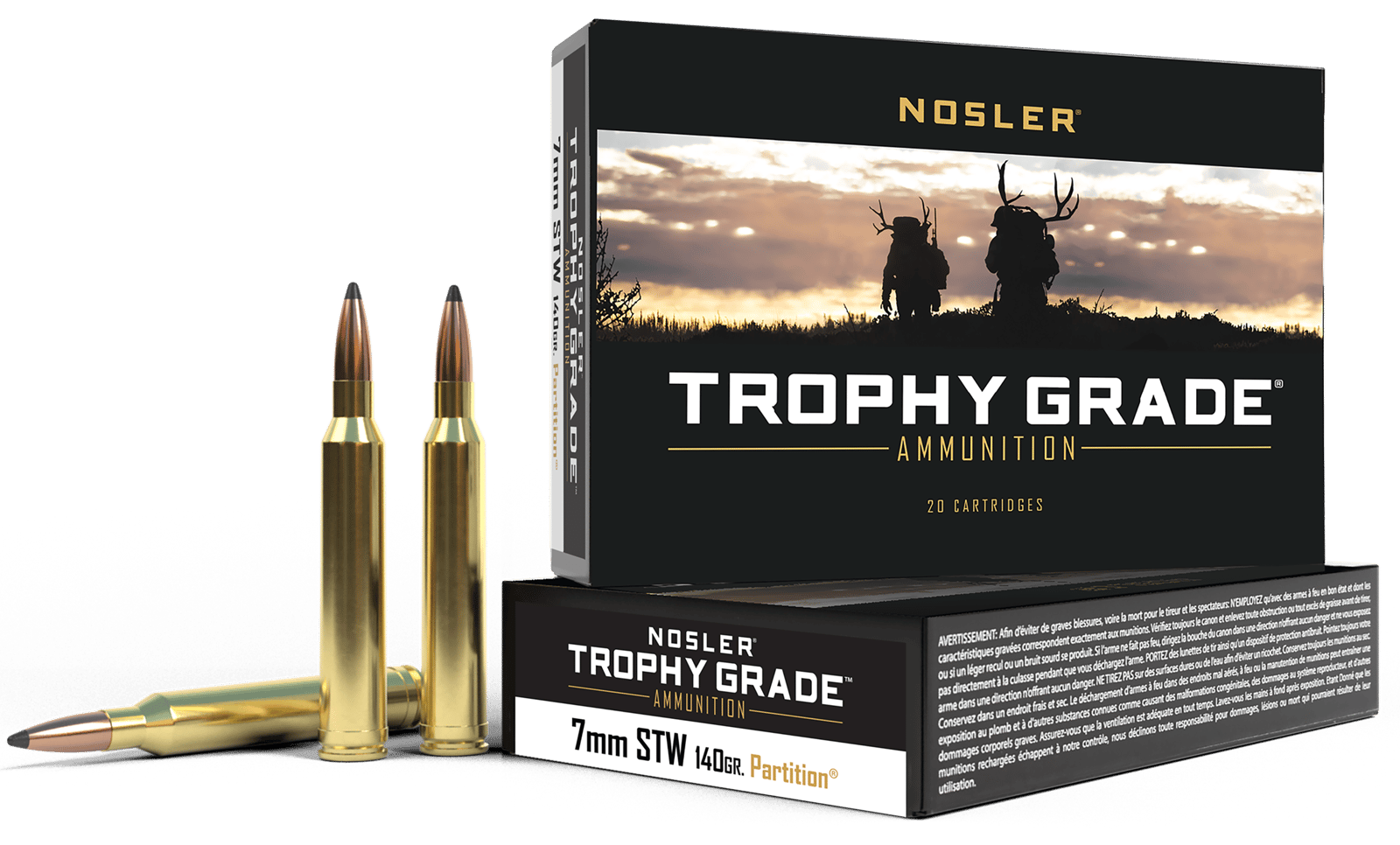 Nosler 60046 Trophy Grade  7mmSTW 140gr Nosler Spitzer Partition 20 Per Box/10 Case