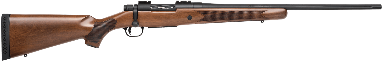 Mossberg 27835 Patriot  243 Win 5+1 22" Matte Blued Fluted Barrel, Drilled & Tapped Matte Blued Stainless Steel Receiver, Walnut Fixed Stock, Right Hand