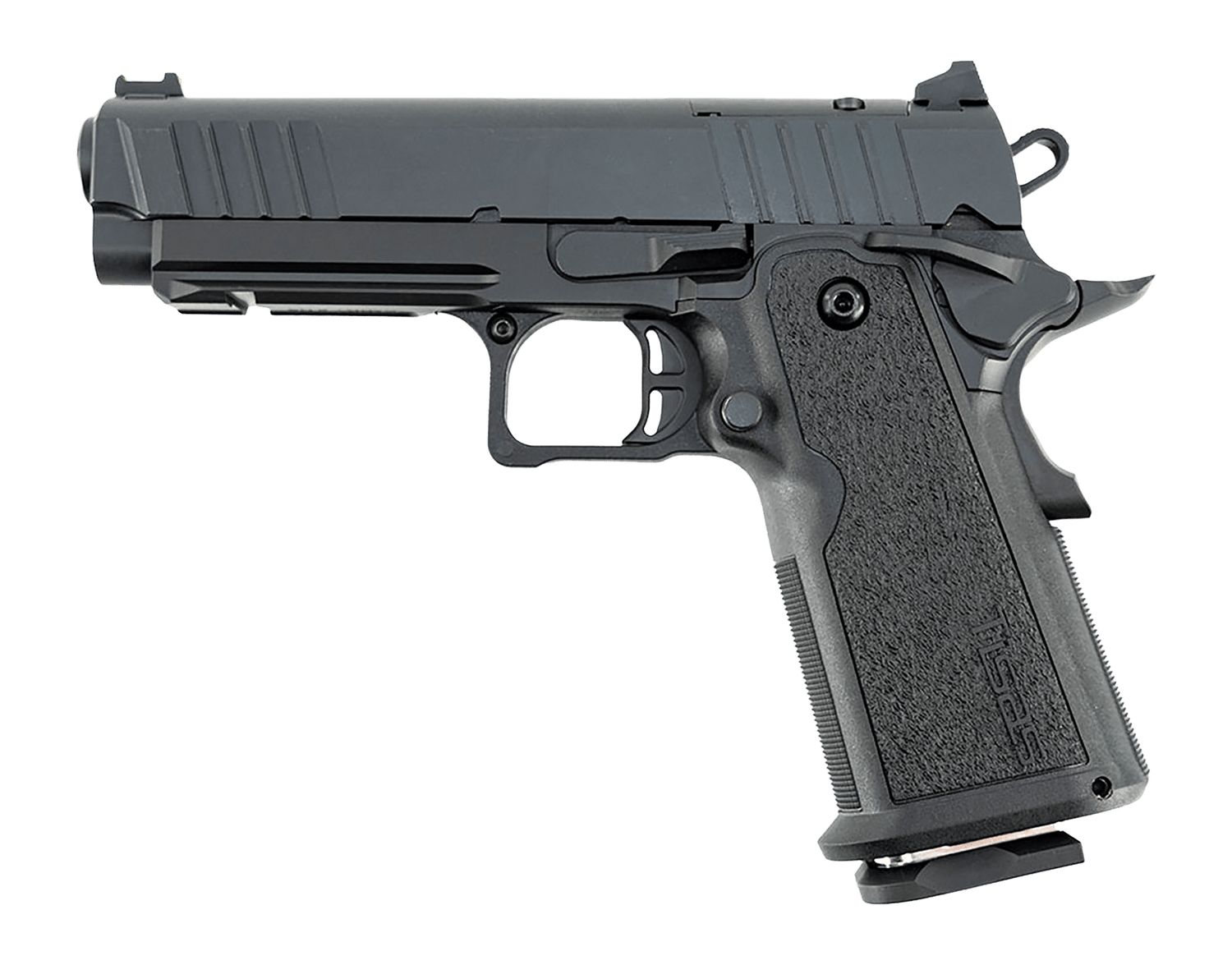 Tisas Arms 12500018 1911 DS Carry 9mm Luger 17+1 4.25" Black Cerakote Carbon Steel Serrated Slide, Black Cerakote Carbon Steel Frame w/Accessory Rail & Beavertail, Polymer Grip