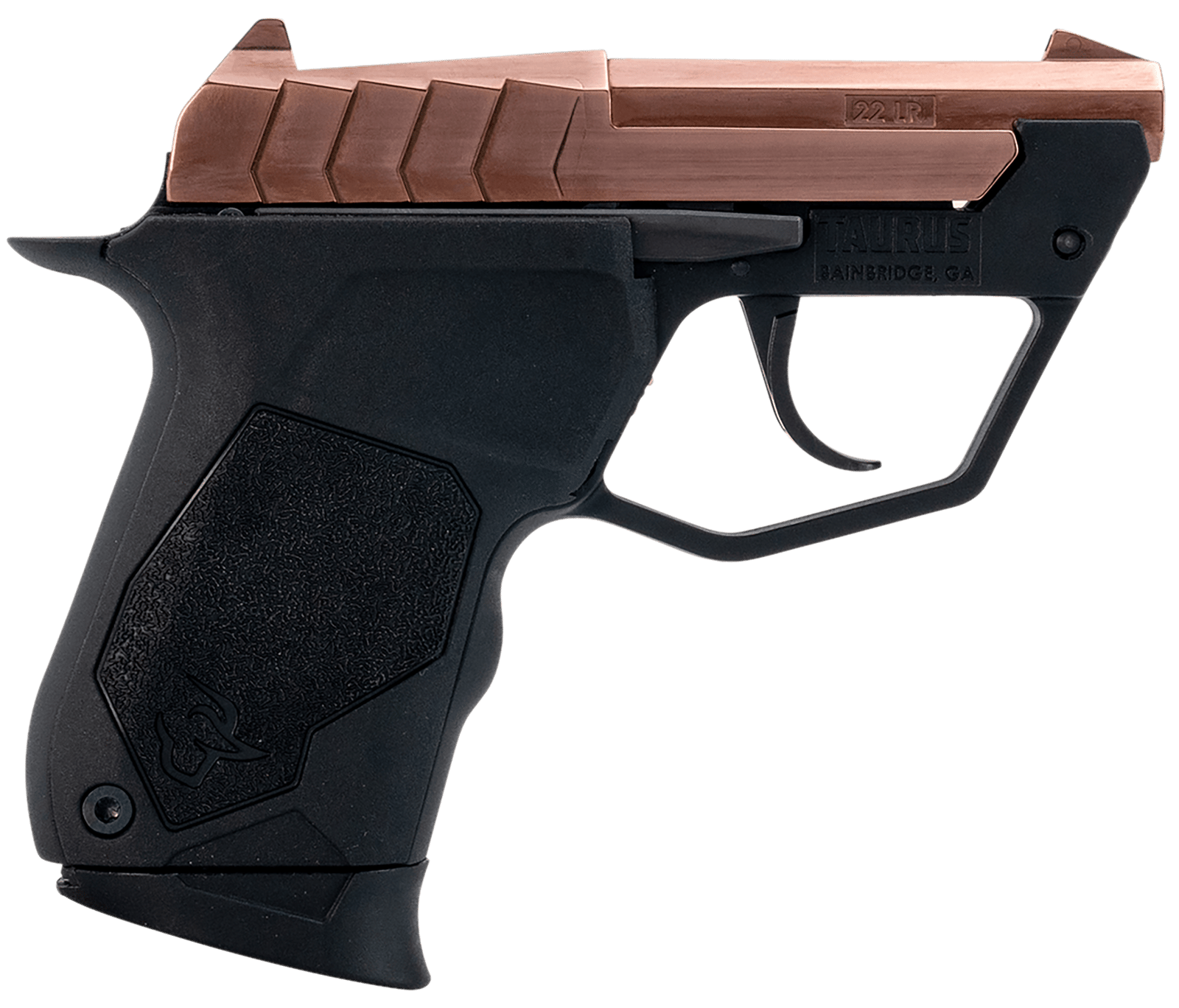 Taurus 1-22TUC13RG 22TUC  Micro-Compact Frame 22 LR 9+1 2.50" Polished Rose Gold PVD Steel Tip-Up Barrel, Rose Gold PVD Serrated Stainless Steel Slide, Black Polymer Frame, Black Polymer Grip