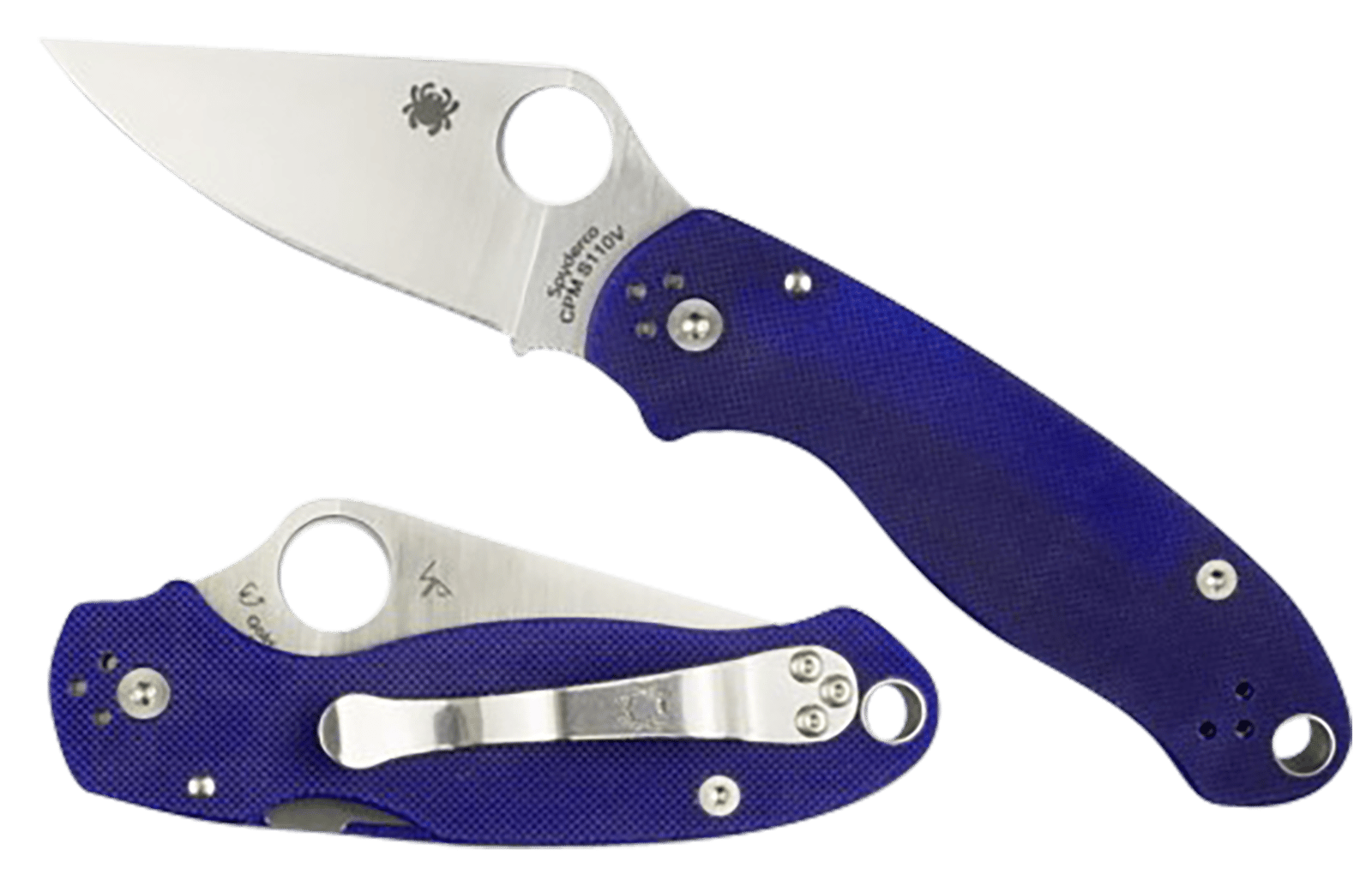 Spyderco C223GPDBL Para 3  2.95" Folding Plain Satin CPM S110V Blade/Dark Blue Textured G10 Handle Includes Pocket Clip
