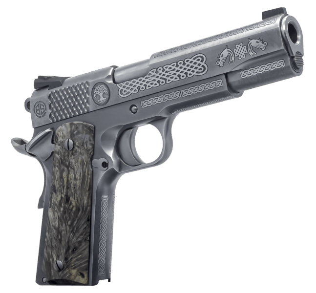 Dickinson LLC DKSN45MPRP Adam 1911 Mesopatamia Full Size 45 ACP 8+1 5" Stainless Steel Barrel, Serration B Slide, Steel Frame w/Beavertail