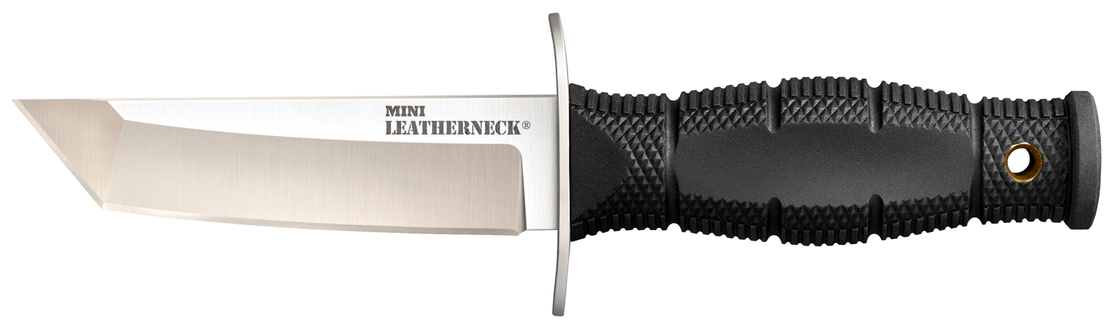 Cold Steel CS39LSAA Leatherneck  Mini 3.50" Fixed Tanto Plain Satin 8Cr13MoV SS Blade/3.25" Black Deep Checkered w/Double Quillon Guard Kray-Ex Handle Includes Sheath