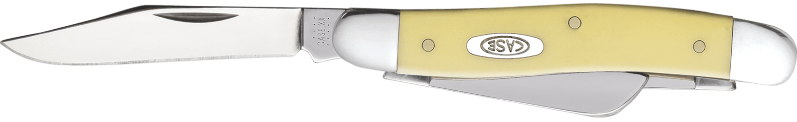 Case 00035 Stockman Medium 2.57"/1.88"/1.71" Folding Clip/Sheepsfoot/Spey Plain Tumble Polish Chrome Vanadium Steel Blade/Yellow Synthetic Handle