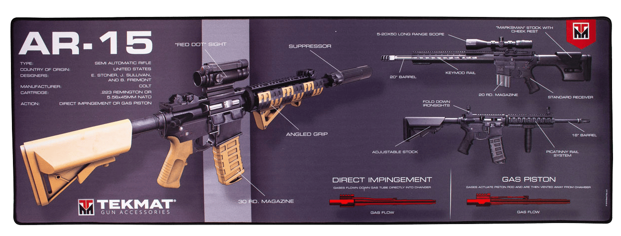 TekMat TEKR44AR15WPD AR-15 Ultra 44 Cleaning Mat Multi-Color Rubber 15"x44" AR-15 Weapons Platform