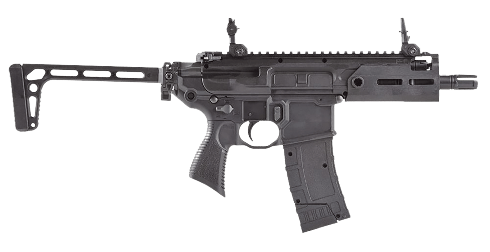 Sig Sauer Airguns AIR-RATTLER-BB MCX Rattler  CO2 177 4.5mm Steel BB 30rd Semi-Automatic 300 FPS Velocity, 3rd Burst Mode, M-Lok Handguard, Flip-Up Sights, Folding Minimalist Stock