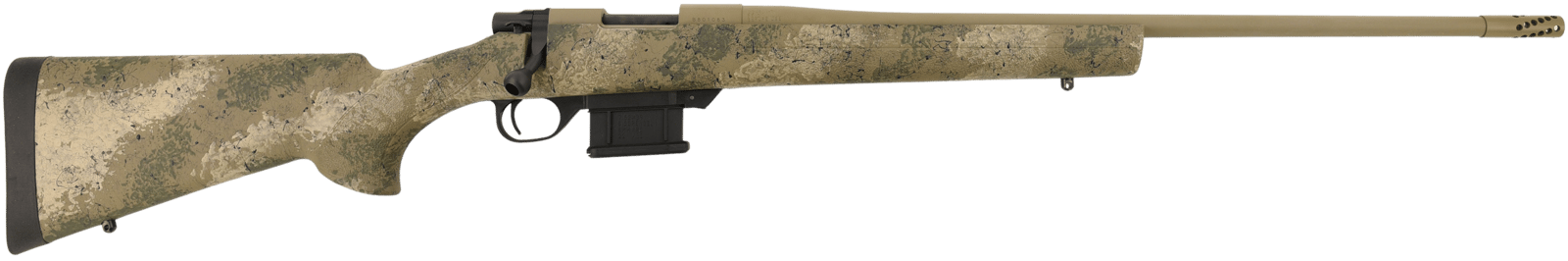 Howa HMFN65GRPR 1500 Fence Line 6.5 Grendel 5+1 22" Burnt Bronze Cerakote Threaded Barrel, Burnt Bronze Cerakote Aluminum Drilled & Tapped Receiver, Prairie Reaper Camo Fixed Synthetic Stock, Right Ha