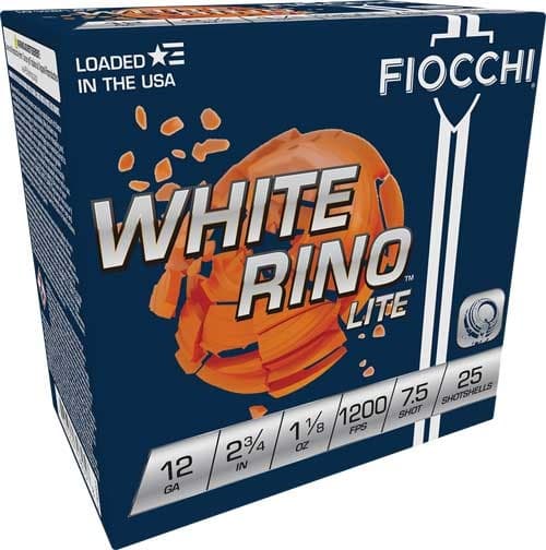 FIOCCHI WHITE RINO 12GA 2.75" 1-1/8OZ #7.5 1200FPS 250RD CAS