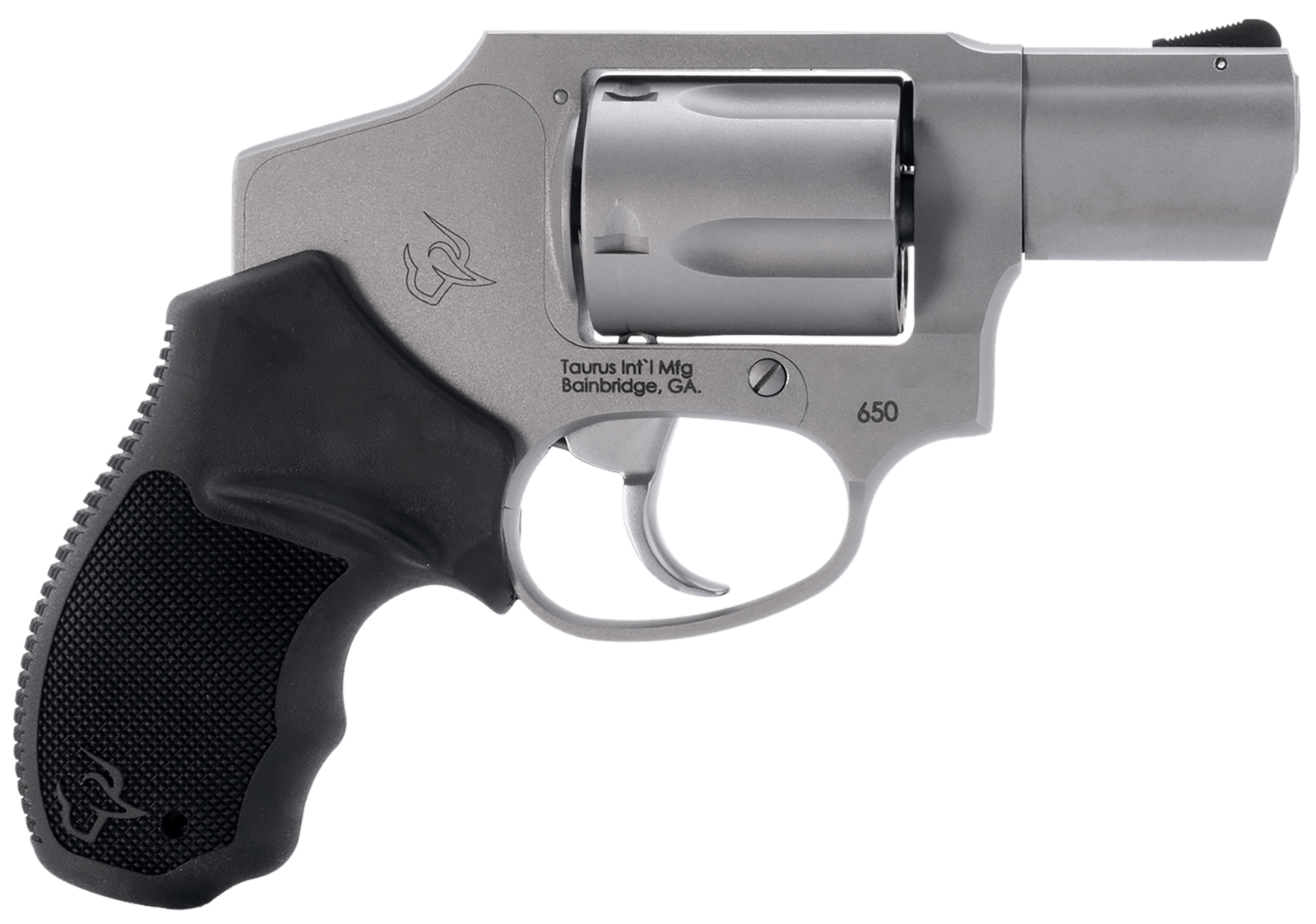 Taurus 2-650129 650  Small 357 Mag 38/Special +P 5 Shot 2"  Stainless Steel Barrel, Cylinder & Frame, Black Rubber Grip, Transfer Bar Safety, Concealed Hammer