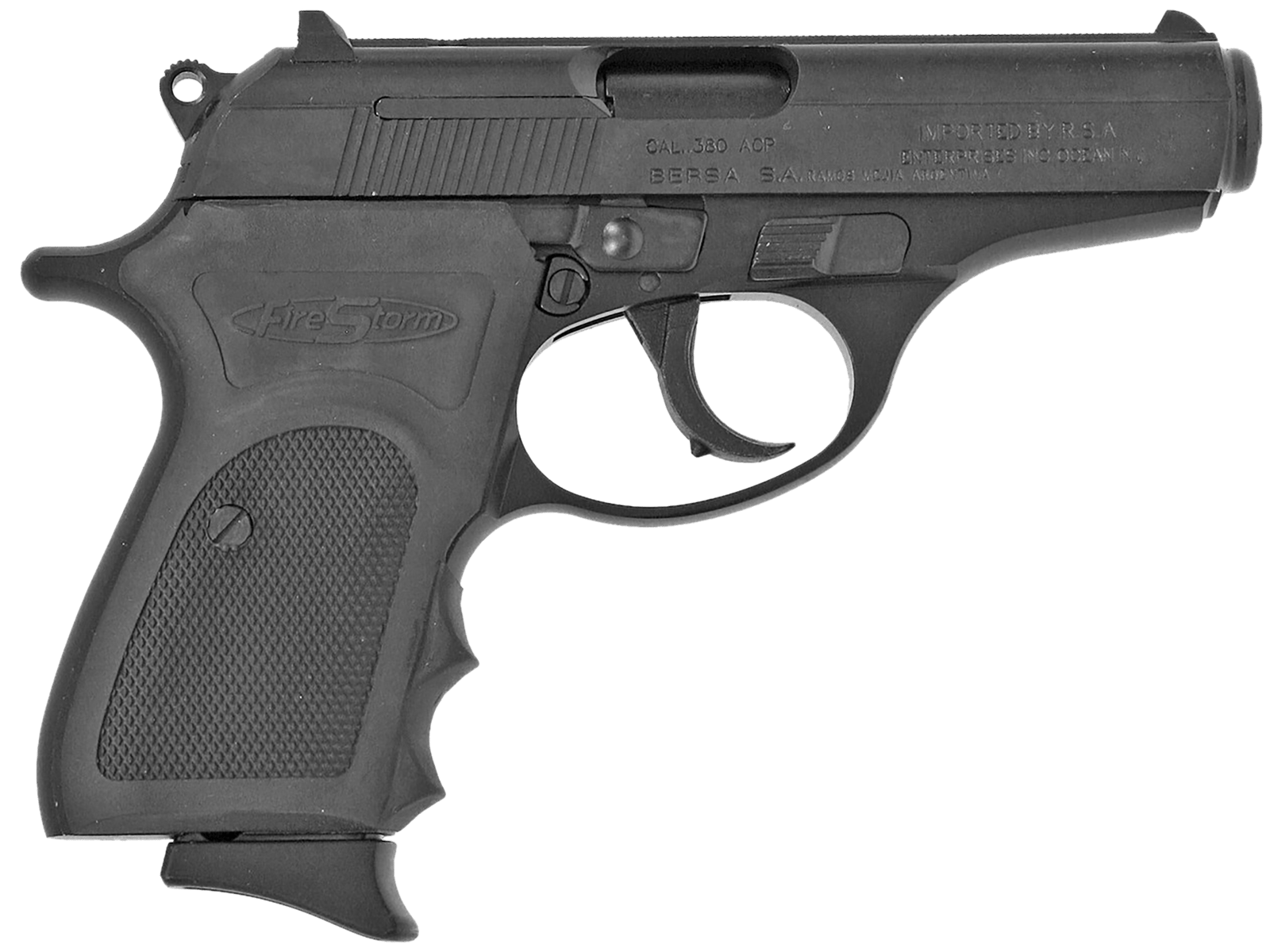 Bersa FS380M Firestorm *CA Compliant Micro-Compact Frame 380 ACP 7+1, 3.50" Black Steel Barrel, Matte Black Serrated Steel Slide, Aluminum Frame w/Beavertail