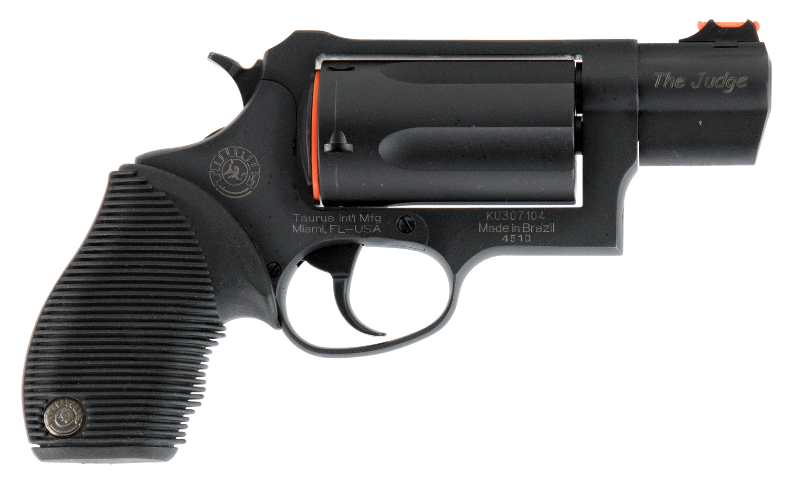 Taurus 2441031TC Judge Public Defender Small Frame 45 Colt (LC) 410 Bore 5rd 2" Matte Black Oxide Steel Barrel, Cylinder & Frame, Black Ribber Grip, Transfer Bar Safety, Exposed Hammer