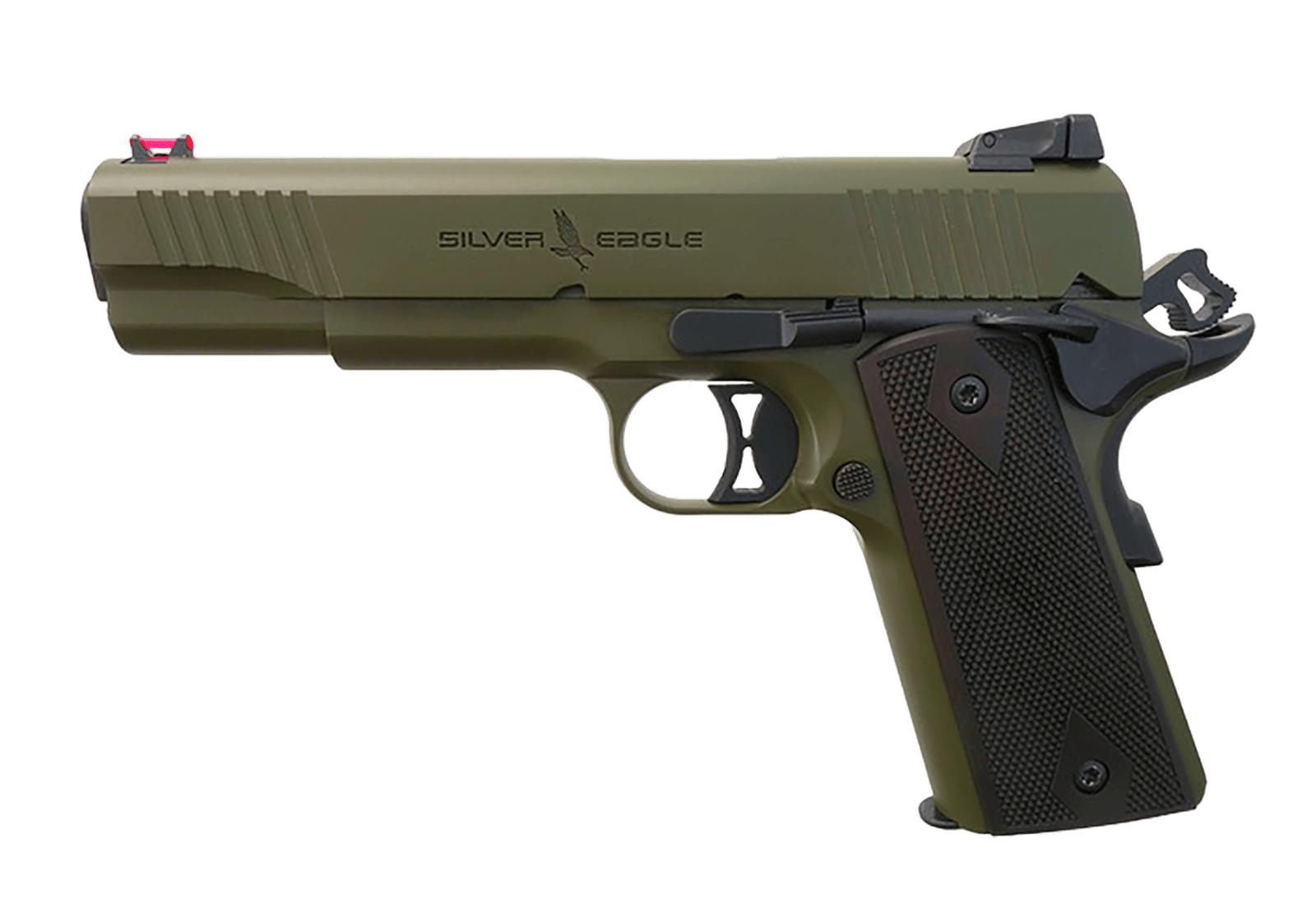 T R Imports 191145GREEN 1911 45 ACP 7+1 Overall Green Cerakote, Walnut Grip