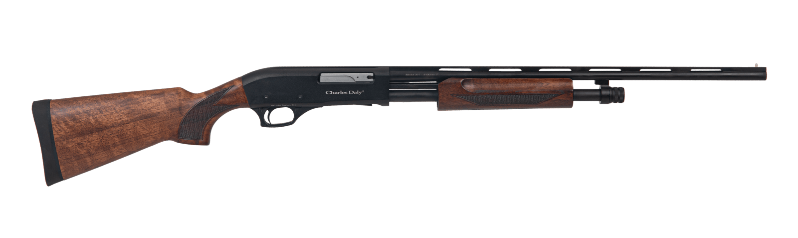 Charles Daly 930415 301 Field Compact 20 Gauge Pump 3" 4+1 22" Vent Rib Barrel, Black Anodized Grooved Receiver, Fixed Walnut Stock