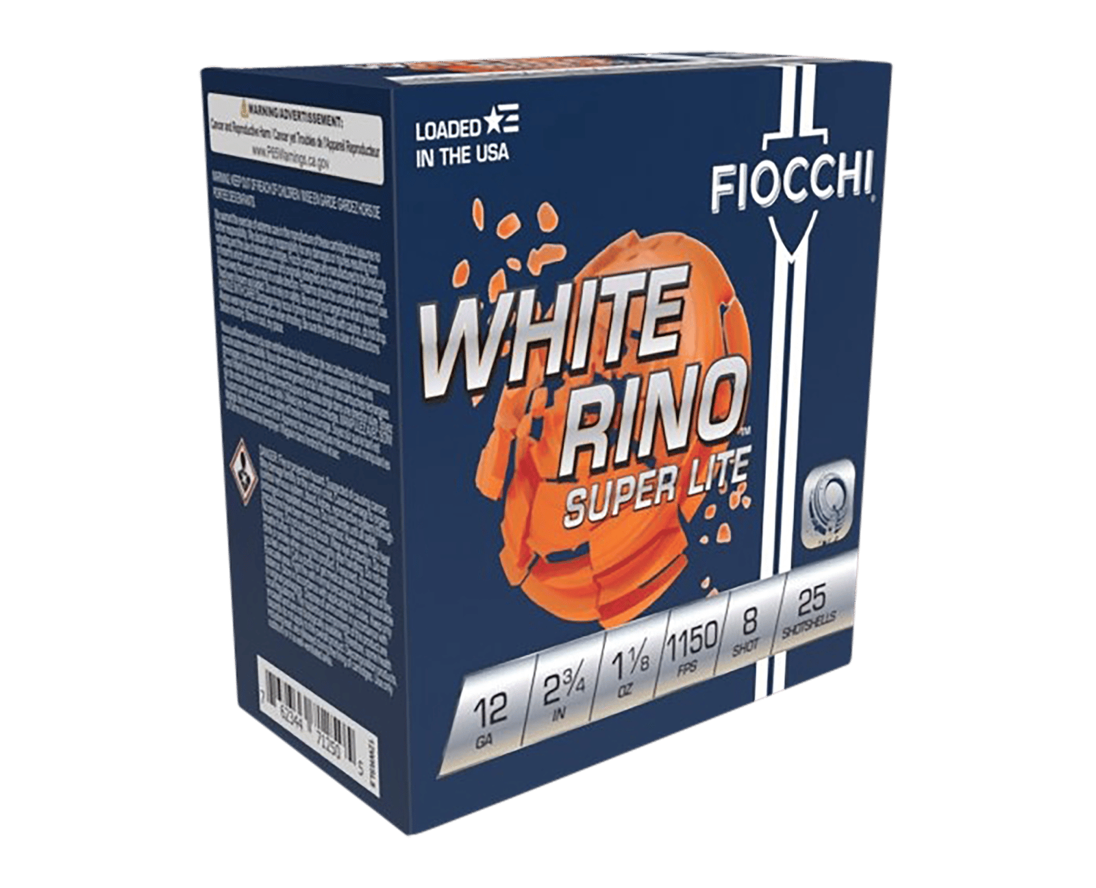 Fiocchi 12WRSL8 Exacta Target White Rino Super Light 12Gauge 2.75" 1 1/8oz 8Shot 25 Per Box/10 Case