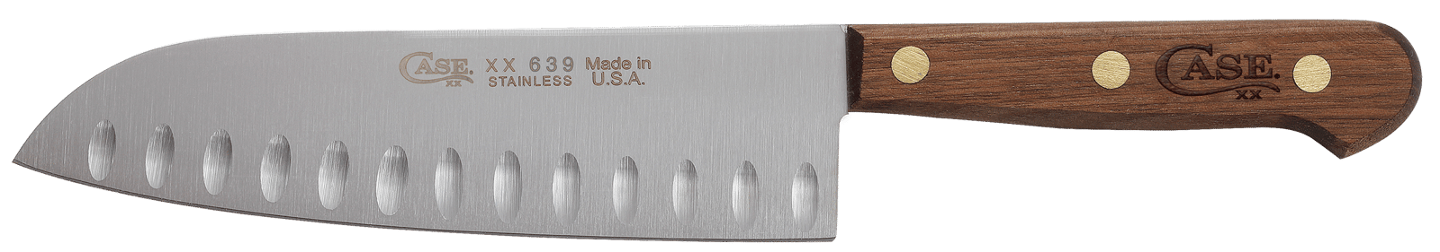 Case 07322 Santoku  7" Fixed Plain Mirror Polished Tru-Sharp SS Blade, Walnut Handle