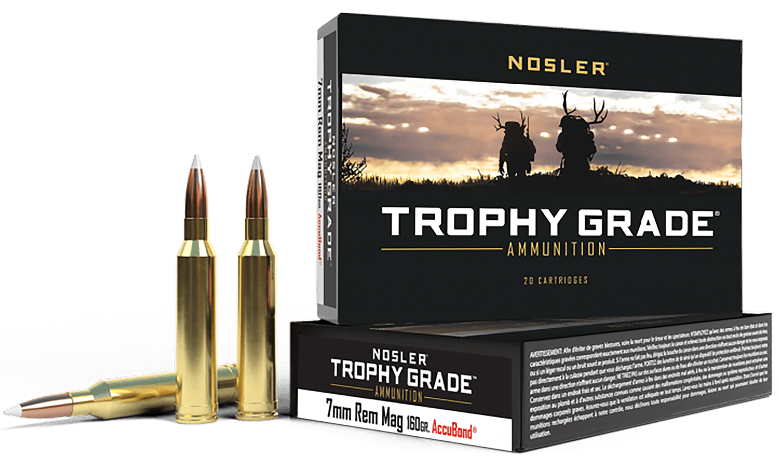Nosler 47284 Trophy Grade  7mmRemMag 160gr Nosler AccuBond 20 Per Box/10 Case