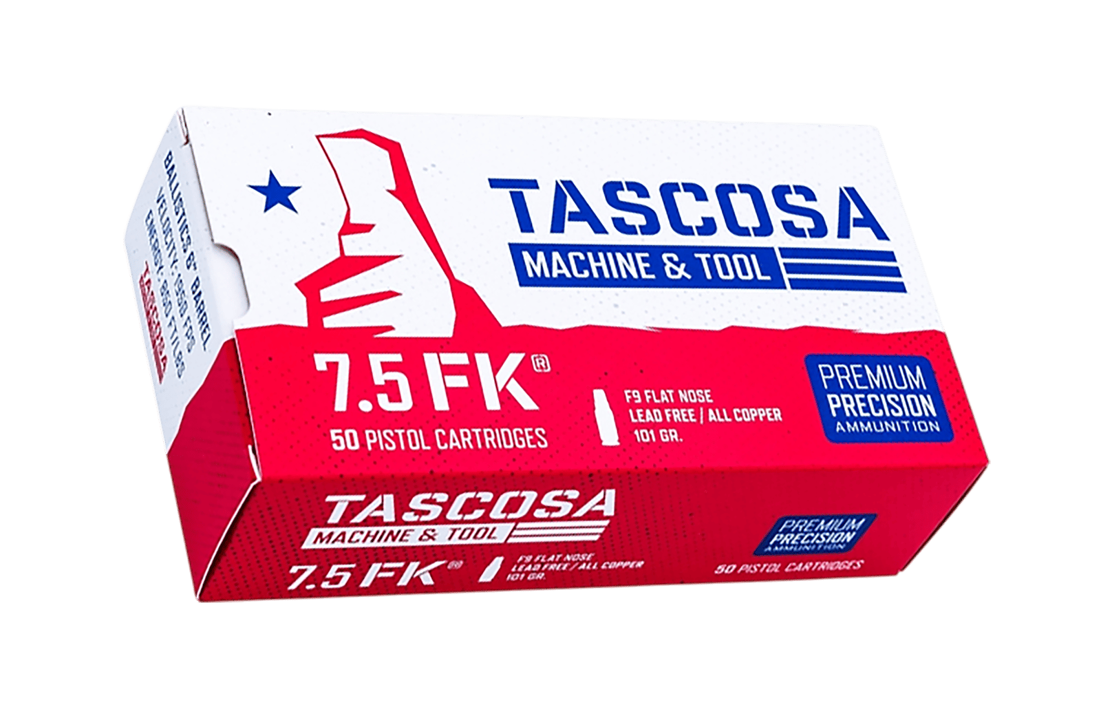 Tascosa Machine and Tool TMTAMMOF9   7.5FK 101gr Flat Nose 50 Per Box/12 Case