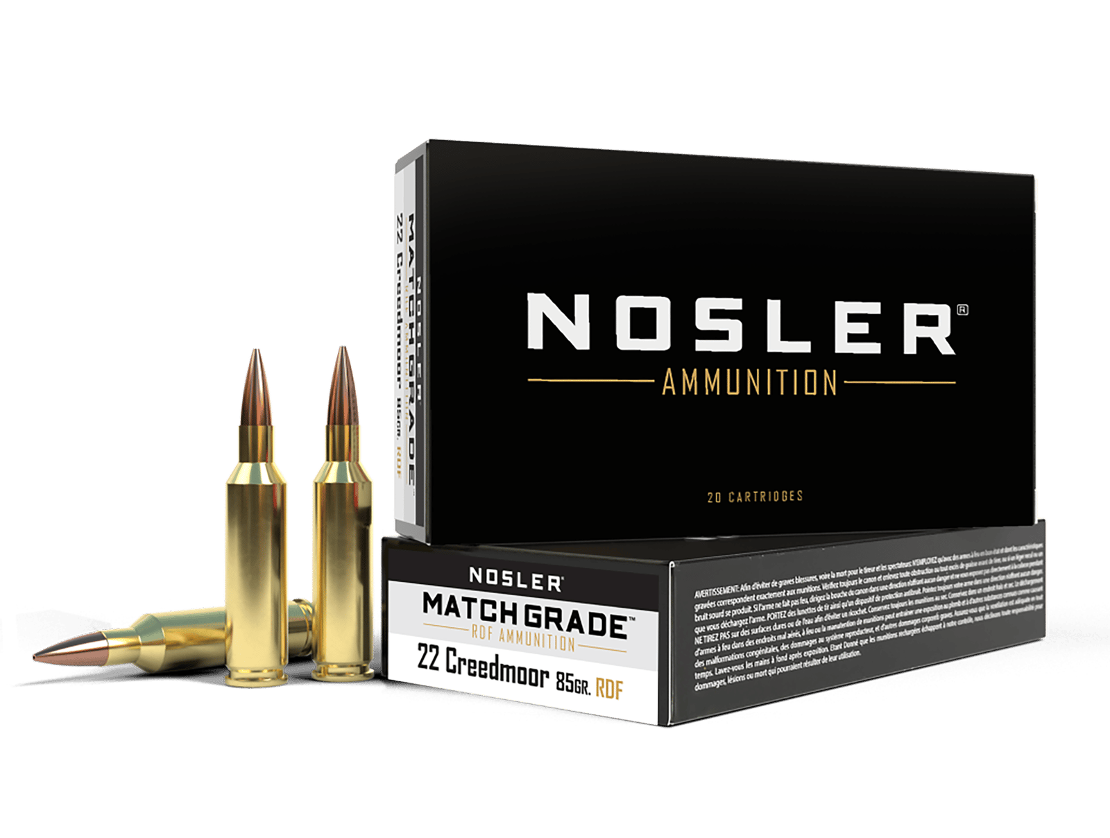 Nosler 51297 Match Grade  22Creedmoor 85gr RDF Hollow Point Boat Tail 20 Per Box/10 Case