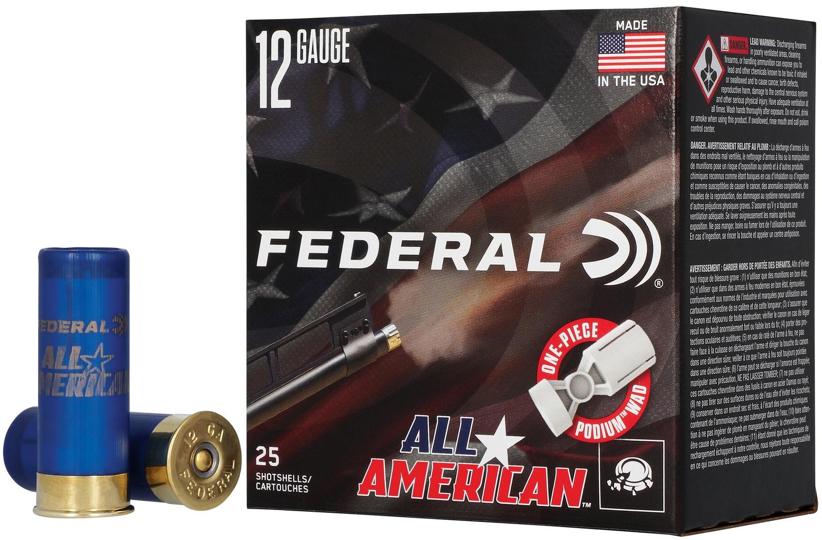 Federal FAA12H8 All-American  12Gauge 2.75" 1 1/8oz 8Shot 25 Per Box/10 Case
