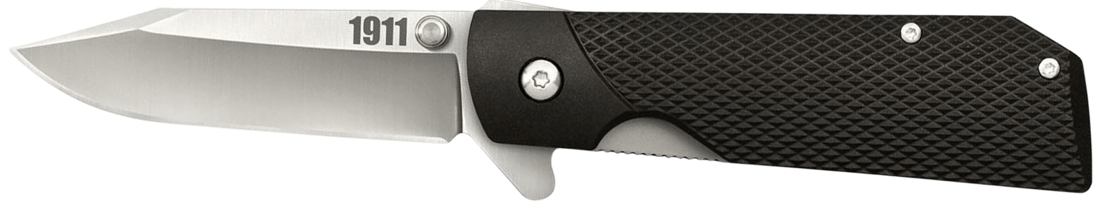 Cold Steel CS20NPJAA 1911  3" Folding Clip Point Plain 4034 SS Blade/Black Checkered Griv-Ex Handle Includes Pocket Clip