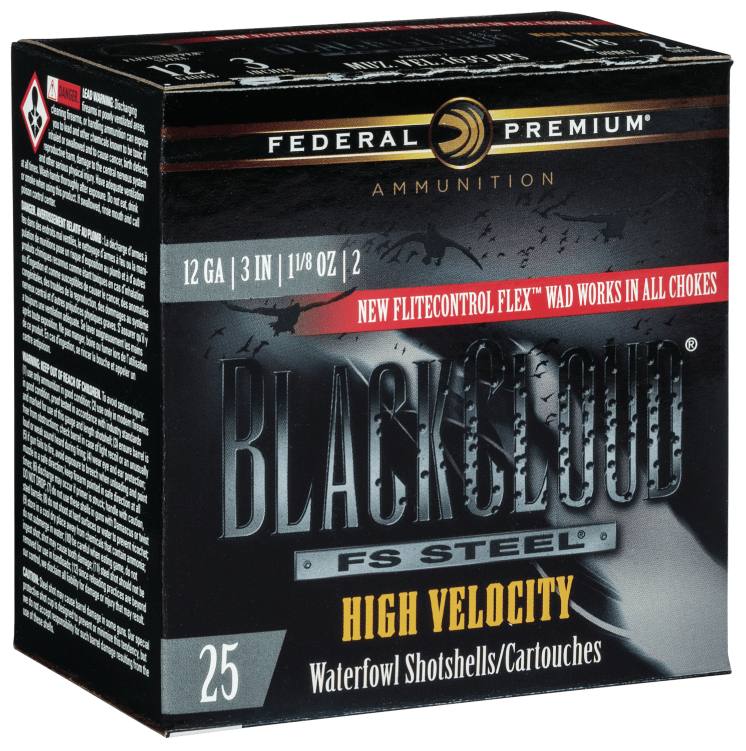 Federal PWBXH1432 Black Cloud FS High Velocity 12Gauge 3" 1 1/8oz 2Shot 25 Per Box/10 Case