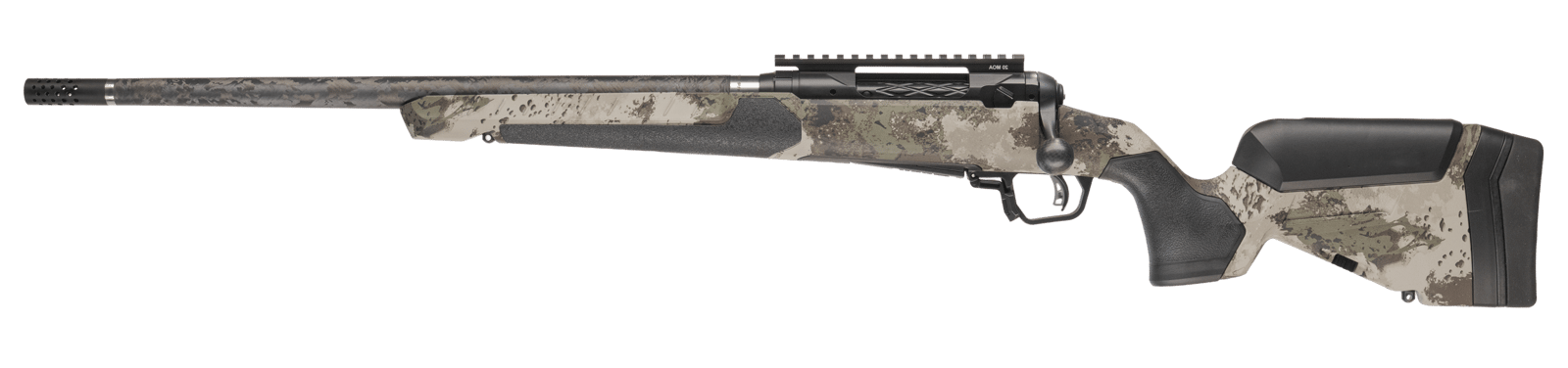 Savage Arms 32722 110 UltraLite Pro Full Size 308 Win 3+1 20" Carbon Fiber Barrel, Savage Woodland Camo Accufit V2 Synthetic Stock, Left Hand