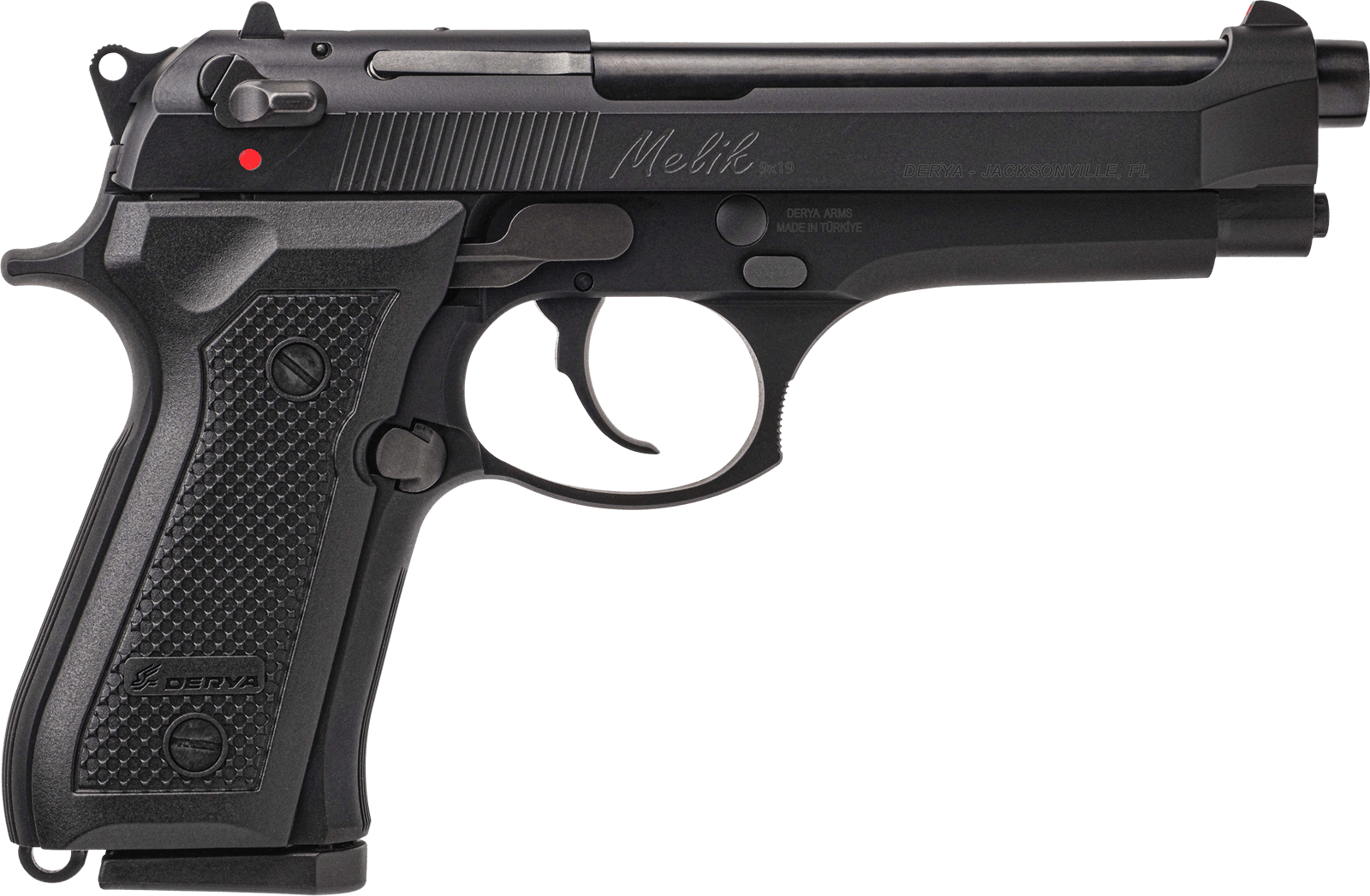 Derya Firearms 15LMELIK9TR Melik  9mm Luger 15+1 4.90" Black Melonite Steel Barrel, Black Melonite Serrated Steel Slide,  Black Aluminum Frame, Black Polymer Grip
