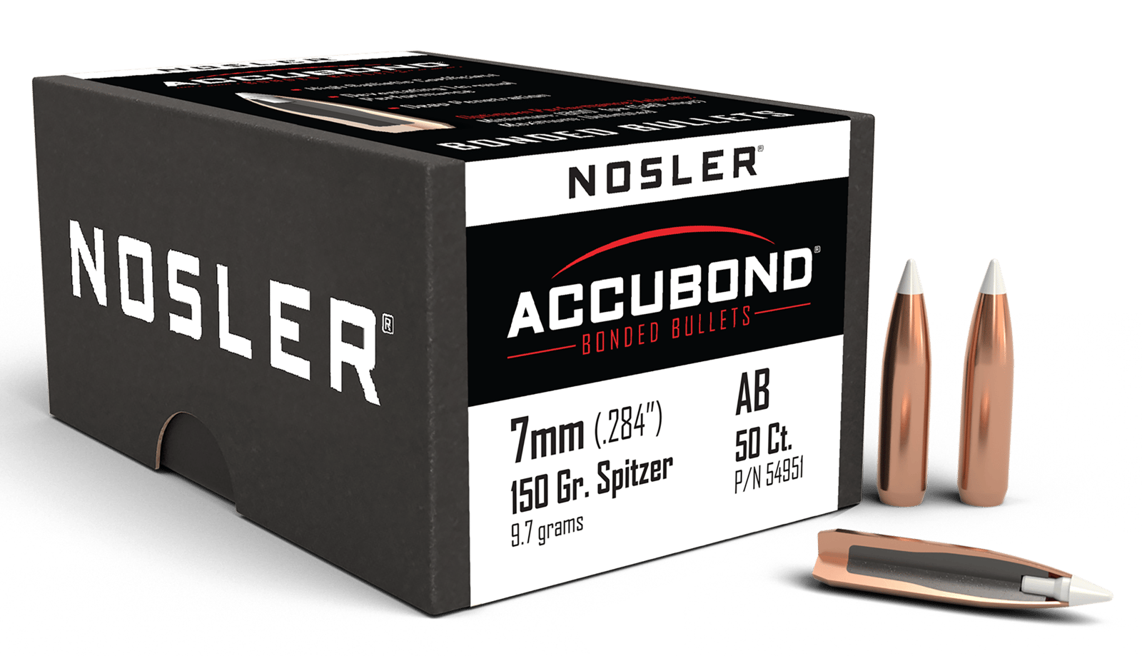 Nosler 54951 AccuBond  7mm 150gr Spitzer Point 50/Box