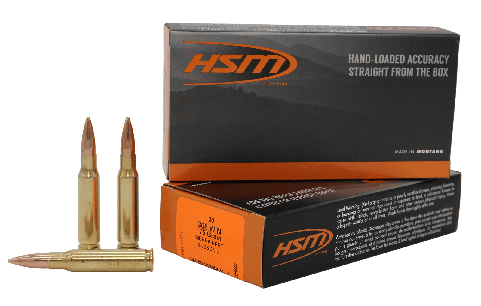 HSM 3085N Match  Subsonic 308Win 175gr Hollow Point Boat Tail 20 Per Box/25 Case