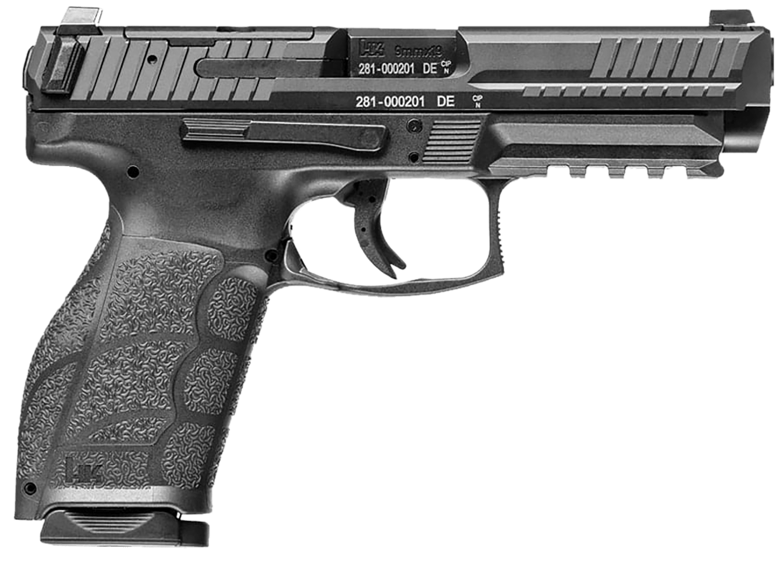 HK 81001066 VP9A1  Full Size 9mm Luger 10+1 4.53" Barrel, Black Steel Optic Ready/Serrated Slide, Black Polymer Frame w/Picatinny Rail, Interchangeable Backstrap Grip, Ambidextrous