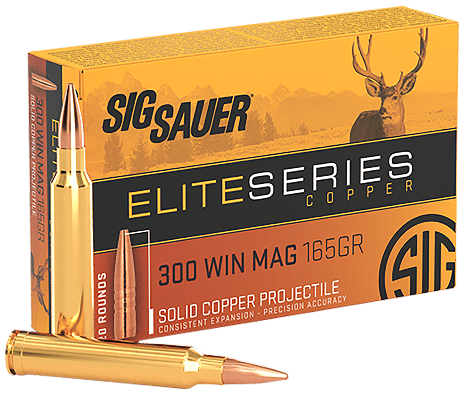 Sig Sauer E3WMH120 Elite Copper Hunting  300WinMag 165gr Copper Solid 20 Per Box/10 Case