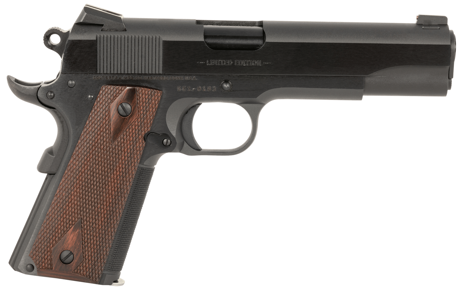 Colt Mfg O1911SE-A1 Government Limited Edition 45 ACP 7+1 5" Blued National Match Barrel, Blued Steel Serrated Slide, Blued Carbon Steel Frame w/Beavertail, Rosewood Checkered Grip, Ambidextrous