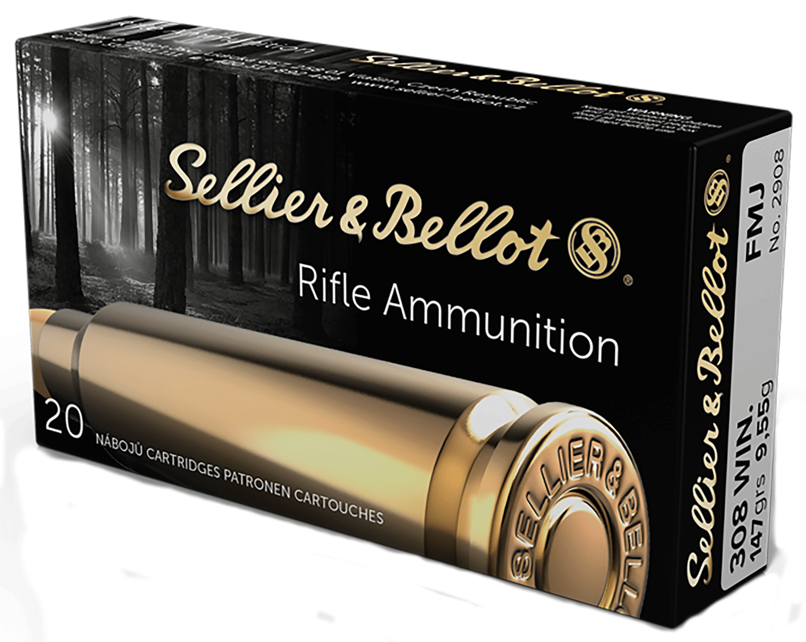 Sellier & Bellot SB308A Rifle  308Win 147gr Full Metal Jacket 20 Per Box/25 Case