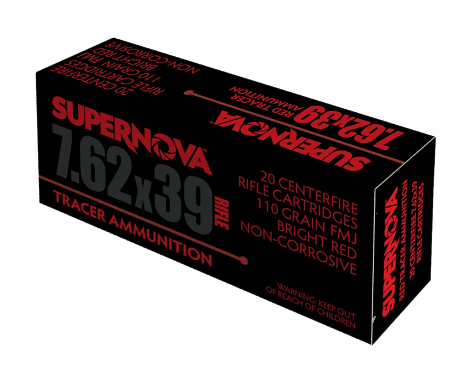 Supernova PMSN762R Red Tracer  7.62mm 110 gr Full Metal Jacket 20 Per Box/ 50 Cs