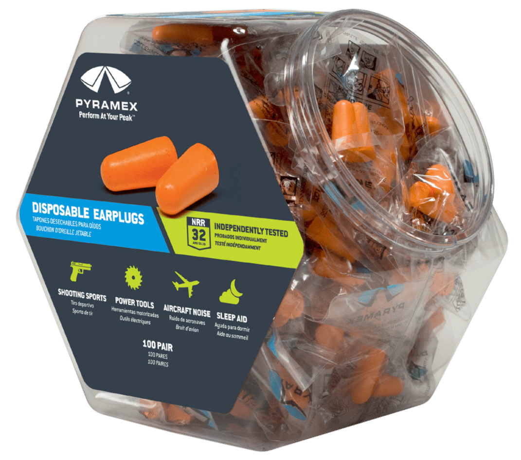Pyramex PYDP1000BN Disposable Earplugs Foam 32 dB In The Ear Orange Adult 100 Pair