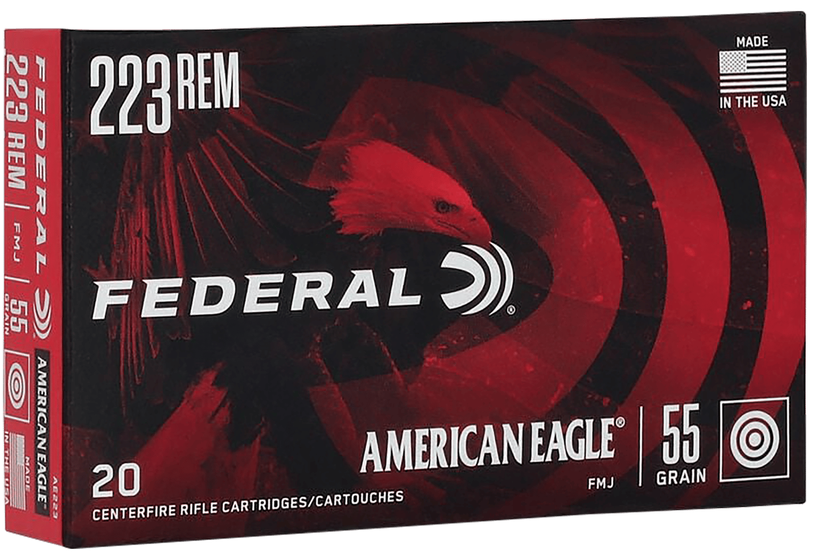 Federal AE223 American Eagle Rifle 223Rem 55gr Full Metal Jacket Boat Tail 20 Per Box/25 Case