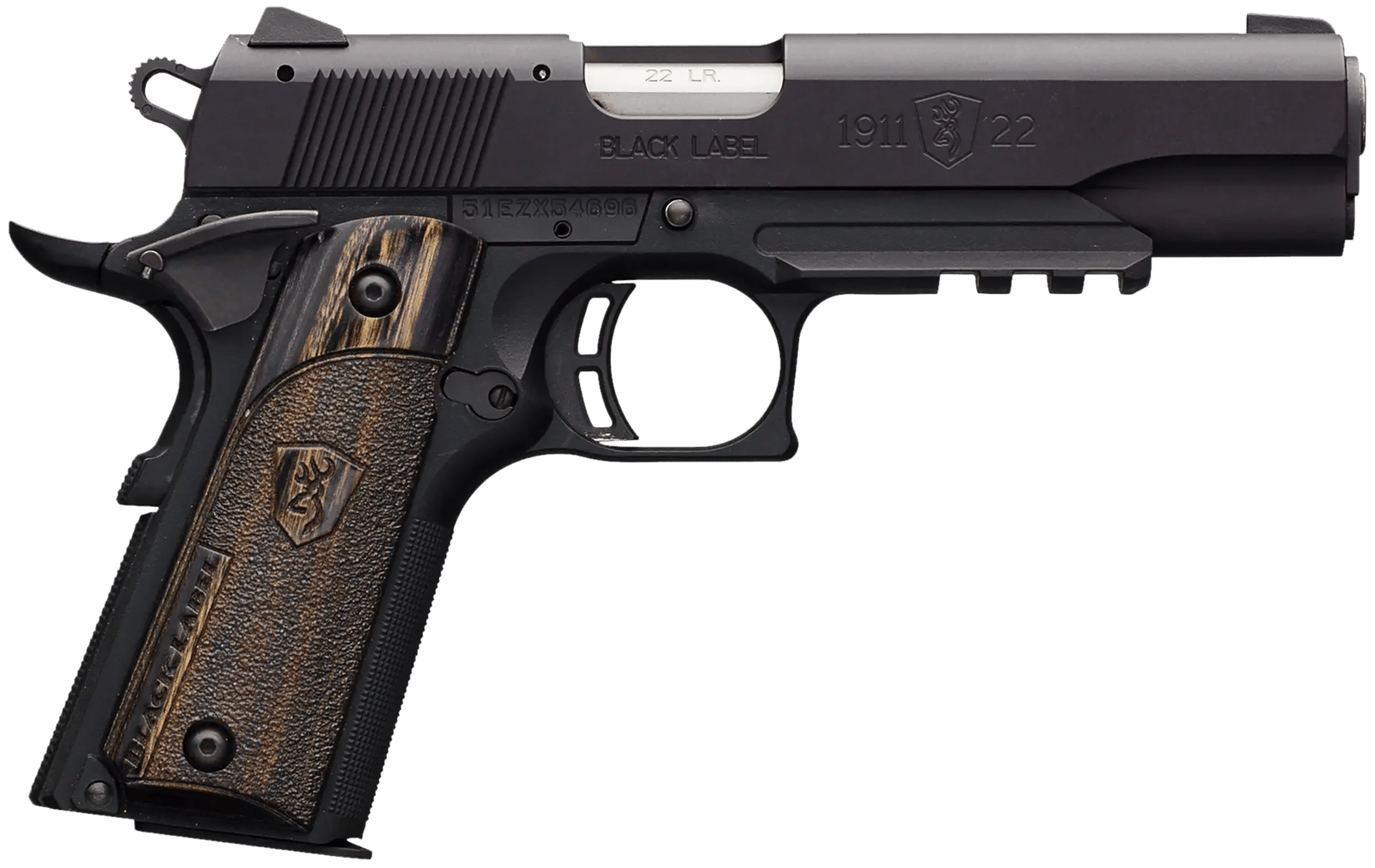 Browning 051816490 1911 Black Label Full Size Frame 22 LR 10+1, 4.25" Stainless Steel Barrel, Matte Black Serrated Slide & Polymer Frame w/Beavertail & Picatinny Rail